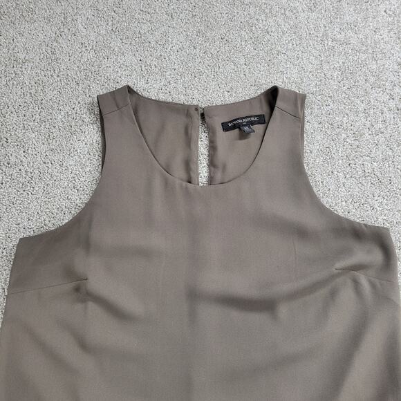 Banana Republic Womens Sleeveless Top Small Taupe Accordion Pleat-Hem Layered - Picture 3 of 12